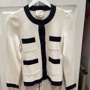 Kate Spade “Baxter” Cardigan Blazer in Black and Ivory